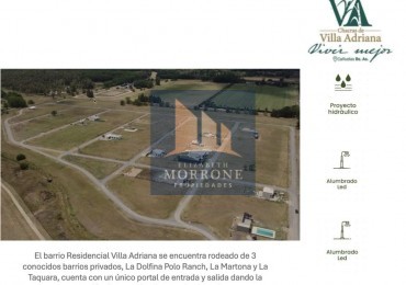 VENTA ESPECTACULAR LOTE, EXCELENTE UBICACION FRENTE AL HOWARD JOHNSON 600MT2, SE ESCUCHAN OFERTAS, CHACRAS DE VILLA ADRIANA -CAÑUELAS-